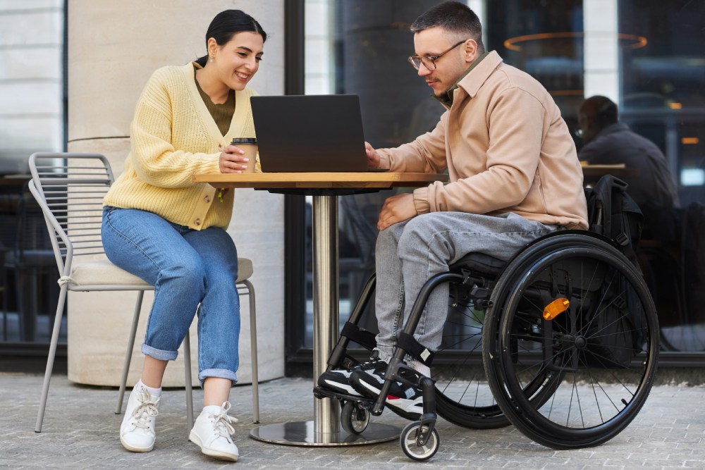 man and woman having a meeting